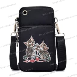 2024 Zipper Small Crossbody Bags Cartoon Anime Cat Women's Shoulder Purses and Handbags Girls Fashion Animal Mobile Phone Bag