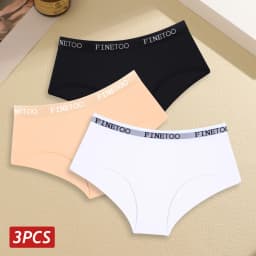 Finetoo 3pcs Women Cotton Panties Soft Underwear Sexy Low Rise Briefs Girls Breathable Soft Lignerie Female Solid Color Panties