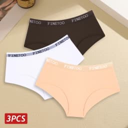 Finetoo 3pcs Women Cotton Panties Soft Underwear Sexy Low Rise Briefs Girls Breathable Soft Lignerie Female Solid Color Panties