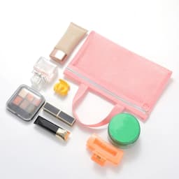 Pink Mesh Multi-Pocket Mini Makeup Bag Swimming Bag Portable Travel Storage Bag Portable Bath Bag Beach Bag One Pack
