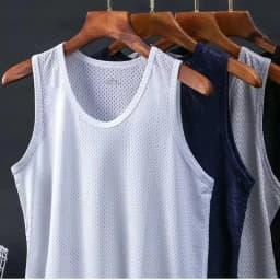 1 PC Men's Ice Silk Mesh Tank Tops Gym Stringer Transparent Bodybuilding Sleeveless Shirt Fitness Vest Male mesh Muscle Singlets