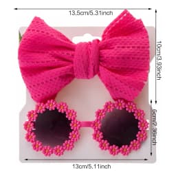 2Pcs/Card Daisy Baby Sunglasses Eyelet Bow Headband Set Elastic Nylon Hair Bands Seaside Sun Glasses Kids Headwear