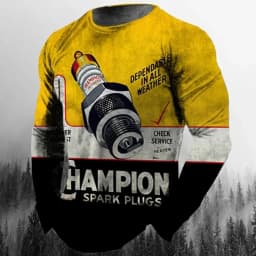 Vintage Men's T-shirt Long Sleeve Biker Tops Tees 3D STP Oil Print Motorcycle T shirt Oversized Loose Texaco Man Clothing 2024