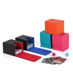 Card Deck Box, Card Storage Box Holds 100+ Single Sleeved Cards, PU Leather Magnetic Closure for Magic Cards TCG Cards