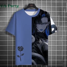 3D Print Clothing Anime Girls Rose Print Unisex Short Sleeve Anime Girls Graphic T Shirts Gothic T-Shirt Round Neck T-Shirt Tops