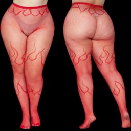 Plus Size 90-140kg Women's High Waist Sexy Fishnet Black Tight Exotic Fishnet Pantyhose Flame Halloween Patterned Nylons Stockin