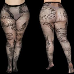 Plus Size 90-140kg Women's High Waist Sexy Fishnet Black Tight Exotic Fishnet Pantyhose Flame Halloween Patterned Nylons Stockin
