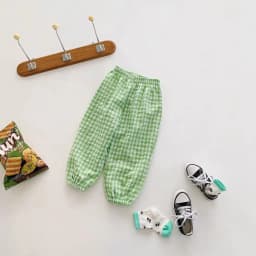 Fashion Popular Plaid Pants Summer Children's Clothes Thin Loose Casual Bloomers Kids Girl Boy Anti Mosquito Pants 0-6 Year Old