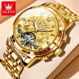 OLEVS Classic Men's Watches Tourbillon Multi-function Full Automatic Men Watch High End Male Wristwatches
