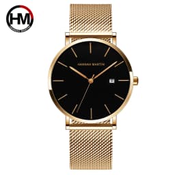Classic Bauhaus Design Men Watch Dark Blue Japan Quartz Waterproof Stainless Steel Fashion Business Calendar Ultra Thin Watches