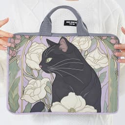 1pc, Two Styles, Camellia Black Cat Pattern Printed Laptop Bag Soft Laptop Fabric Cover Suitable for 14 inch Laptops