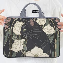 1pc, Two Styles, Camellia Black Cat Pattern Printed Laptop Bag Soft Laptop Fabric Cover Suitable for 14 inch Laptops