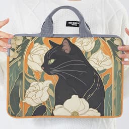 1pc, Two Styles, Camellia Black Cat Pattern Printed Laptop Bag Soft Laptop Fabric Cover Suitable for 14 inch Laptops