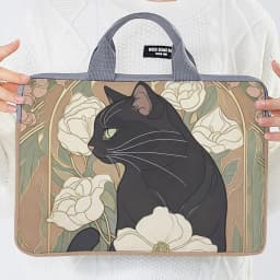 1pc, Two Styles, Camellia Black Cat Pattern Printed Laptop Bag Soft Laptop Fabric Cover Suitable for 14 inch Laptops