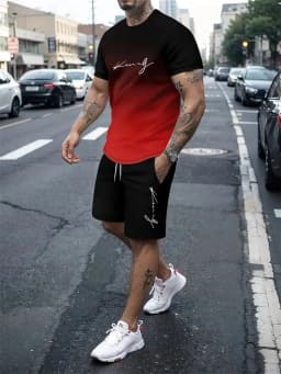 New Men's Outfit Summer Short Sleeve T Shirt Set Fashion 2 Piece Sportwear 3D Printed Casual Shorts Sweatshirt Men's Tracksuit