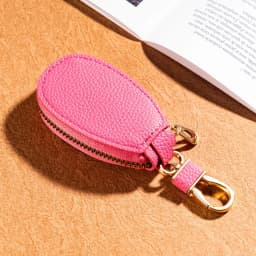 Portable Keychain Wallet for Men Women Large-Capacity Double Zipper Key Pouch Bag Suede Leather Key Case Unisex Coin Purse