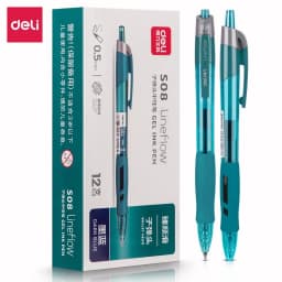 12Pcs Set deli Ballpen Retractable Gel Pens Black Blue Ink 0.5mm Ballpoint Replaceable Refills Office School Supplies Stationery
