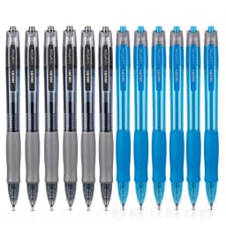 12Pcs Set deli Ballpen Retractable Gel Pens Black Blue Ink 0.5mm Ballpoint Replaceable Refills Office School Supplies Stationery