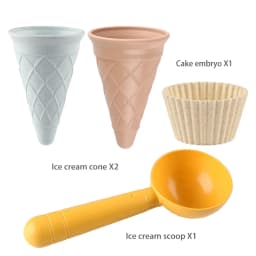 4-Piece Set Beige Cakeembry Play House Toy Beach Ice Cream Tube Digging Spoon Cakes Embryo Set Plastic Ice Cream Cup Beach Toy