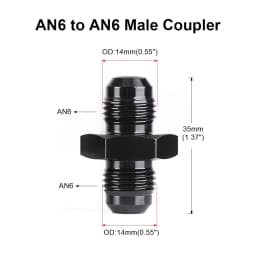 Oil Fuel Hose End Adapter an Straight AN Male To AN Male Coupler AN4 AN6 AN8 AN10 Fittings Aluminum Male Flare AN8 Fitting