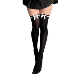 Women Lolita Fishnet Thigh High Socks Japanese Style Heart Striped Lace Patterned Over Knee Long Stockings Ruffled Frilly Kawaii