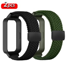 Magnetic Braided Strap+Case for Xiaomi Smart Mi Band 9 8 Active Accessories Sport Nyon Loop Bracelet+Cover Correa Redmi Band 3 2