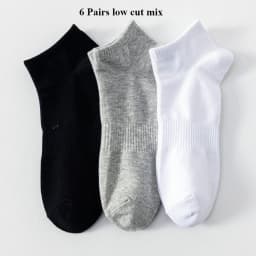 6 Pairs Plus Size EUR45-50 Men Socks High Quality Cotton Ankle Socks Black White Grey Crew Socks Sports