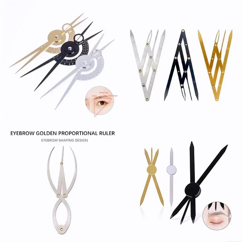 Stainless Steel Microblading Balance Positioning/Equidistant Eyebrow Mapping Ruler Golden Ratio Ruler Measurement Tool