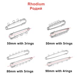 5/10pcs Safety Pins Brooch Blank Base Brooch Pins 50/80/90mm Pins 3/5 Rings Jewelry Pin for Jewelry Making Supplies Accessories