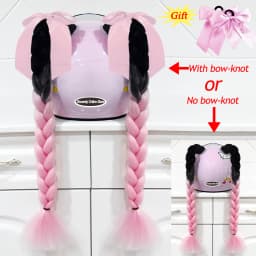 2pcs Quality Braids For Motorcycle Helmet Ponytail Sucker Braids Wig For Woman Helmet Decor Ears Twist Accessories 164 Colors