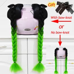 2pcs Quality Braids For Motorcycle Helmet Ponytail Sucker Braids Wig For Woman Helmet Decor Ears Twist Accessories 164 Colors