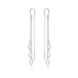 CIAXY Silver Color Geometric Rhombus Earrings for Women Temperament Tassel Long Ear Line Earring 2021 Fashion Jewelry Gift