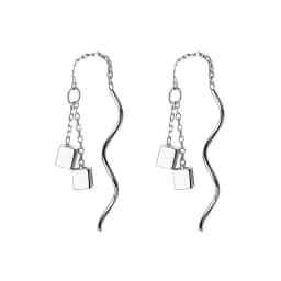 CIAXY Silver Color Geometric Rhombus Earrings for Women Temperament Tassel Long Ear Line Earring 2021 Fashion Jewelry Gift