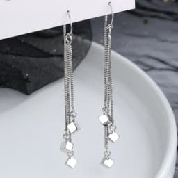 CIAXY Silver Color Geometric Rhombus Earrings for Women Temperament Tassel Long Ear Line Earring 2021 Fashion Jewelry Gift