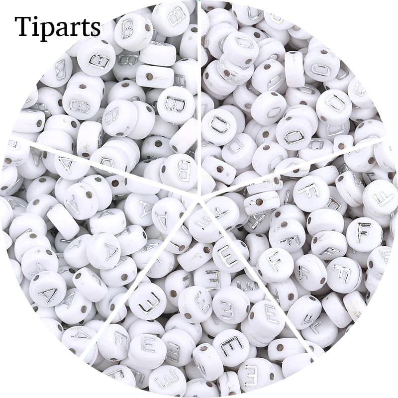 100pcs/lot Acrylic Silver Color Letter Beads Charms A-Z DIY Loose Beads Initial Alphabe Letter Beads Fit Women Bracelet Making