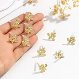10Pcs DIY Earrings Setting Matt Golden Square Hollow Star Stud Earrings Connectors Earrings Base for Jewelry Making Accessories