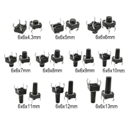 50Pcs 6x6mm Tactile Tact Mini Push Button Switch PCB Panel Momentary DIP 4 Pin Self-Reset Switch 6*6*4.3/5/6/7/8/9/10/11/12/13MM