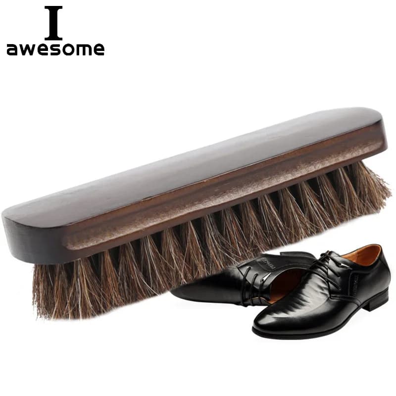 Real Horse Hair Shoe Brush Polish Natural Horsehair Leather Soft Polishing Tool Bootpolish Cleaning Brush For Suede Nubuck Boot