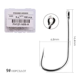 100pcs Fishing Hooks Pint Hook with Eyes Sea Hook Stainless Steel White Big Extra Long Shank Owner Fishhook Fishing Tackle Box