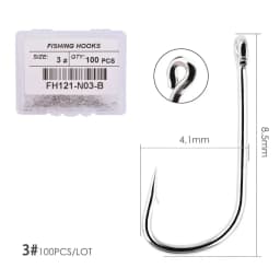 100pcs Fishing Hooks Pint Hook with Eyes Sea Hook Stainless Steel White Big Extra Long Shank Owner Fishhook Fishing Tackle Box