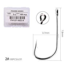 100pcs Fishing Hooks Pint Hook with Eyes Sea Hook Stainless Steel White Big Extra Long Shank Owner Fishhook Fishing Tackle Box