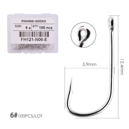 100pcs Fishing Hooks Pint Hook with Eyes Sea Hook Stainless Steel White Big Extra Long Shank Owner Fishhook Fishing Tackle Box