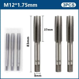 3pcs Hand Thread Tap Set HSS Metric Plug Tap Metal Screw Tap Drill M2/M2.5/M3/M3.5/M4/M5/M6/M8/M10/M12 Hand Tool Set