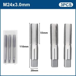 3pcs Hand Thread Tap Set HSS Metric Plug Tap Metal Screw Tap Drill M2/M2.5/M3/M3.5/M4/M5/M6/M8/M10/M12 Hand Tool Set