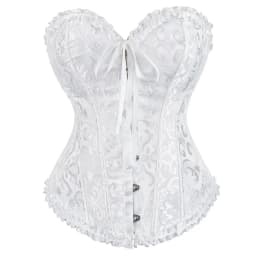 Victorian Corset Plus Size Women Sexy Overbust Bustiers Top Vintage Flower Print Lingerie Corselet Lace Korsett White Black Blue