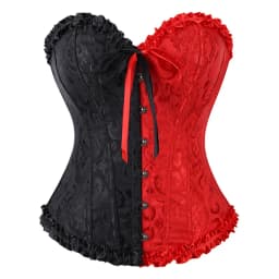 Victorian Corset Plus Size Women Sexy Overbust Bustiers Top Vintage Flower Print Lingerie Corselet Lace Korsett White Black Blue