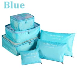6 Pcs/Set Pink/Blue/Grey Travel Storage Bag Large Capacity Waterproof Luggage Clothing Underwear Storage Bag Bag With Zipper