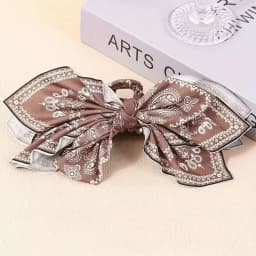 1pcs Bohemian Versatile Unique Hair Clip, Red Cashew Flower Bow Grab Clip Sweet Shark Clip Resort Ponytail Clip Fashion Headwear