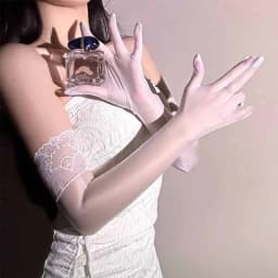 Women Sexy High Elasticity Lace Oil Smooth Long Stockings Gloves Wedding Party Club Nightclub See Through Cosplay Accessories
