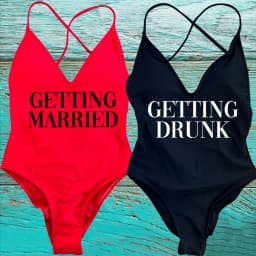 GETTING MARRIED Padded Bride One Piece Swimsuit GETTING DRUNK Women Swimwear Bathing Suit Swimming Suit Summer SQUAD Beachwear